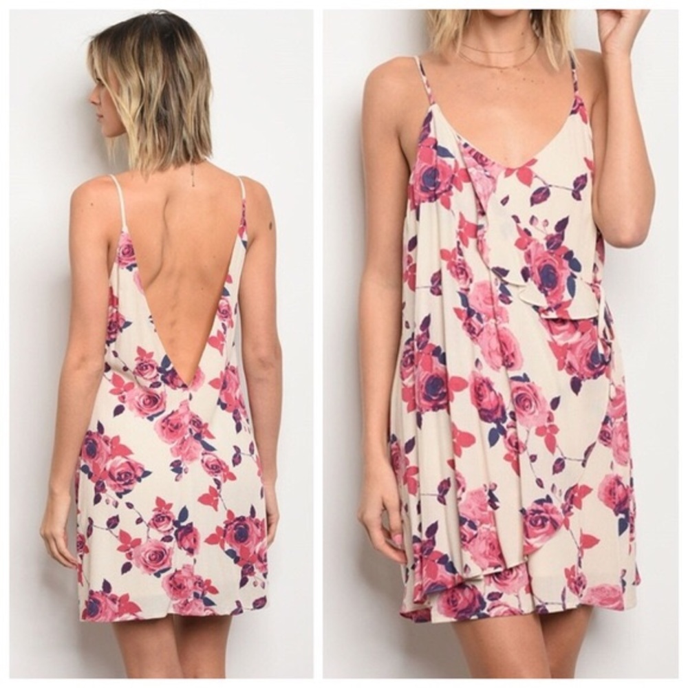 New cream floral wrap dress
